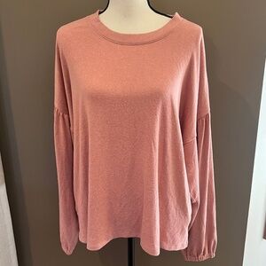 Madewell Women's Boho Dreamiest Knit Misty Rose Long Bell Sleeve Tee, Size XL